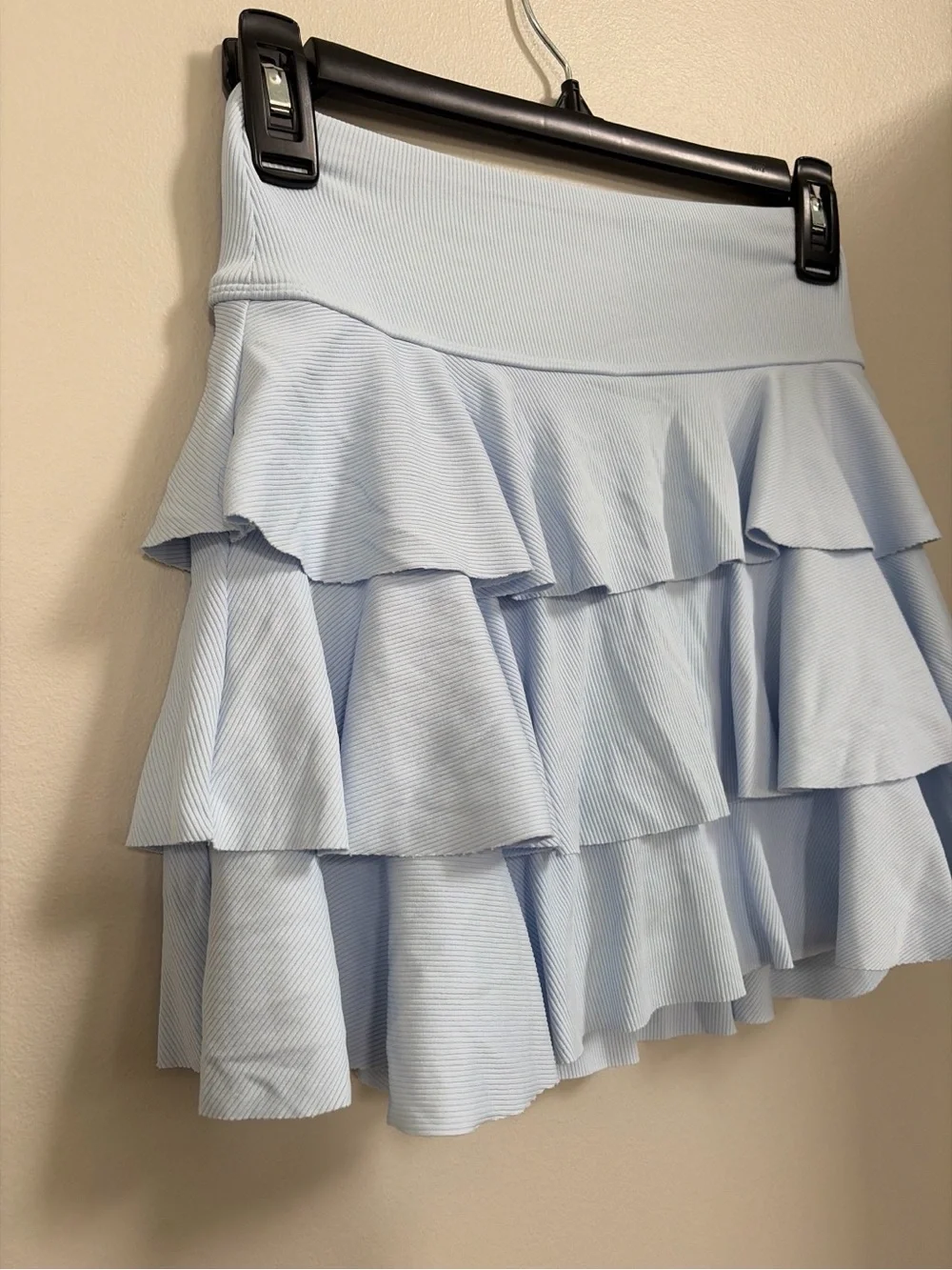 Tiered Ruffle Mini Skirt - Light Blue